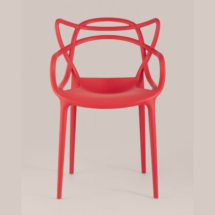 Стул пластиковый Stool Group Masters (Мастерс) красный с декорированной спинкой ножки пластик 