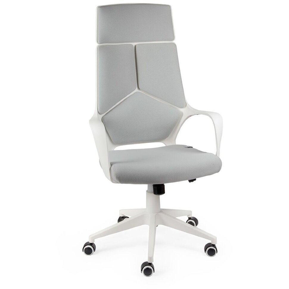кресло офисное iq white grey белый пластик серая ткань
