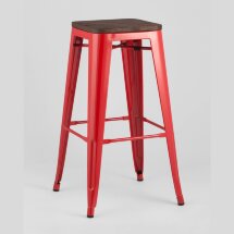 Стул барный Stool Group Tolix WOOD красный глянцевый, металл с порошковым покрытием, светлое дерево, металл