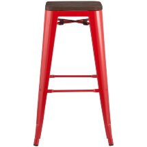 Стул барный Stool Group Tolix WOOD красный глянцевый, металл с порошковым покрытием, светлое дерево, металл
