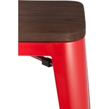 Стул барный Stool Group Tolix WOOD красный глянцевый, металл с порошковым покрытием, светлое дерево, металл