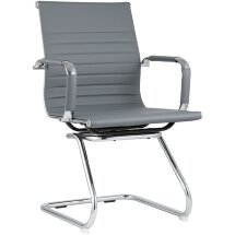 Кресло TopChairs TopChairs Visit серое, обивка из экокожи, металический каркас