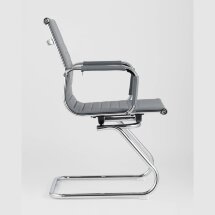 Кресло TopChairs TopChairs Visit серое, обивка из экокожи, металический каркас