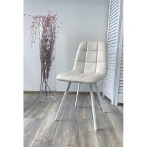 Стул CHILLI SQUARE HK017-01 светло-бежевый, PU/ белый каркас М-City
