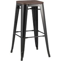 Стул барный Stool Group Tolix WOOD черный глянцевый, металл с порошковым покрытием, светлое дерево, металл