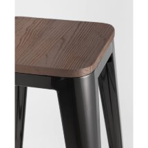 Стул барный Stool Group Tolix WOOD черный глянцевый, металл с порошковым покрытием, светлое дерево, металл