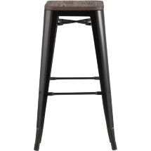 Стул барный Stool Group Tolix WOOD черный глянцевый, металл с порошковым покрытием, светлое дерево, металл