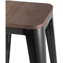 Стул барный Stool Group Tolix WOOD черный глянцевый, металл с порошковым покрытием, светлое дерево, металл