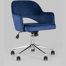 Компьютерное кресло Stool Group Кларк синий обивка велюр крестовина хромированный металл
