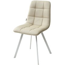 Стул CHILLI SQUARE HK017-02 серо-бежевый/ белый каркас, PU М-City