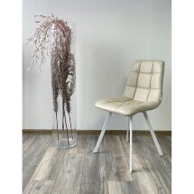 Стул CHILLI SQUARE HK017-02 серо-бежевый/ белый каркас, PU М-City