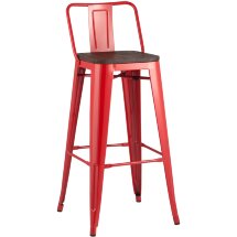 Стул барный Stool Group Tolix WOOD со спинкой красный глянцевый, металл, дерево