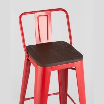 Стул барный Stool Group Tolix WOOD со спинкой красный глянцевый, металл, дерево