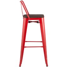 Стул барный Stool Group Tolix WOOD со спинкой красный глянцевый, металл, дерево