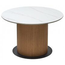 Керамический стол Mesa D120 белый мрамор M326 / oak