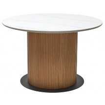 Керамический стол Mesa D120 белый мрамор M326 / oak