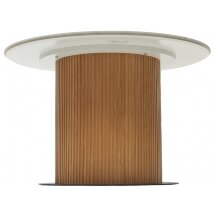 Керамический стол Mesa D120 белый мрамор M326 / oak
