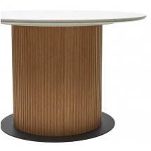 Керамический стол Mesa D120 белый мрамор M326 / oak