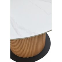 Керамический стол Mesa D120 белый мрамор M326 / oak