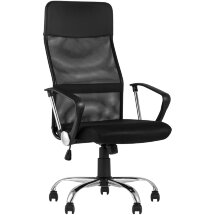 Компьютерное кресло TopChairs TopChairs Benefit офисное черное, обивка из сочетания экокожи, сетки и текстиля, механизм качани
