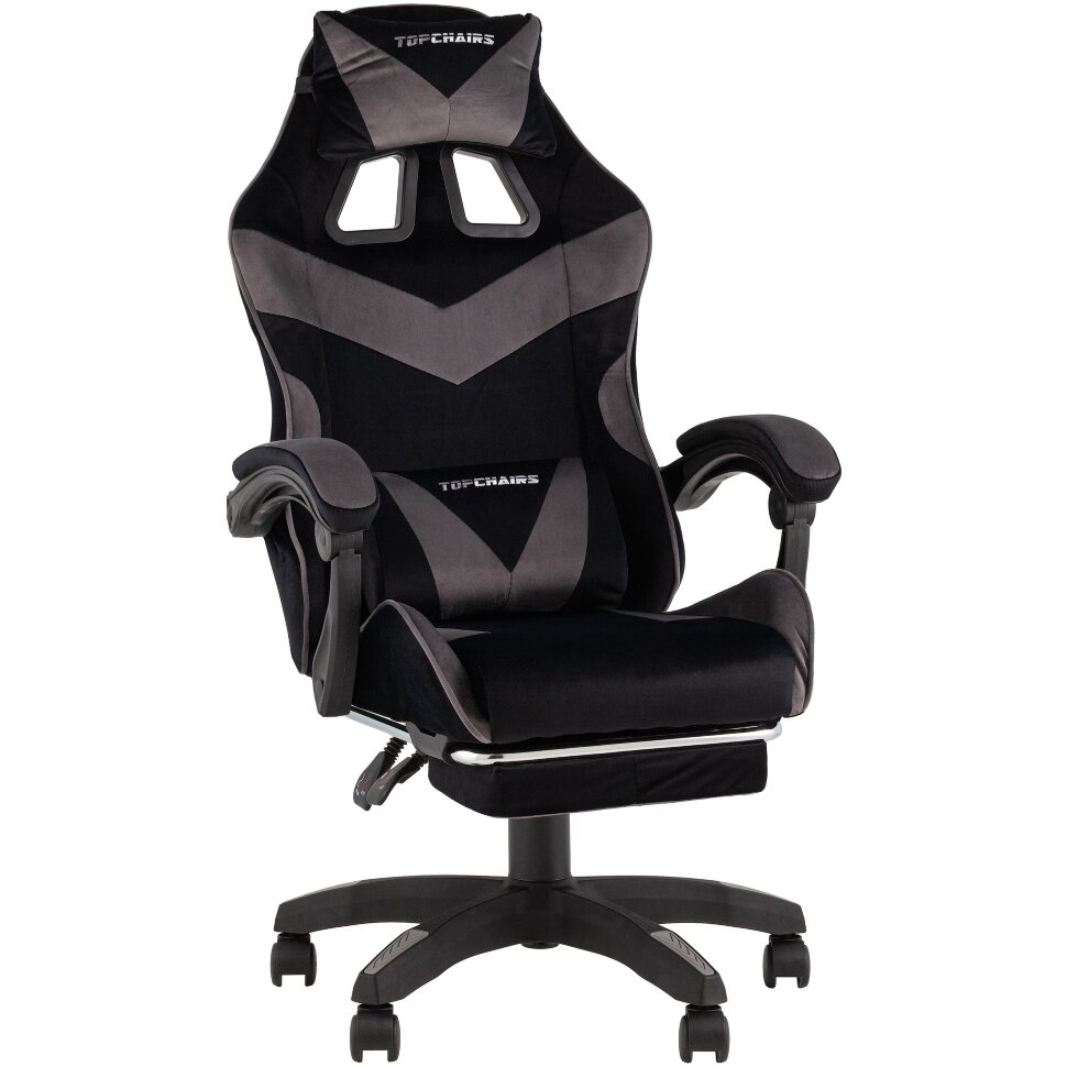 Кресло спортивное TopChairs MG-7019 велюр черно-серый Кресло спортивное TopChairs MG-7019 велюр черно-серый