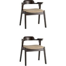 Комплект из двух стульев Stool Group VINCENT в мягкой бежевой обивке, деревянный каркас из массива гевеи