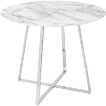 Стол Stool Group обеденный Дакота 100*100 белый мрамор ножки хром