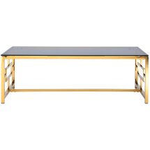 Журнальный стол Stool Group 120*60 БРУКЛИН золото стекло smoke, каркас нержавеющая сталь