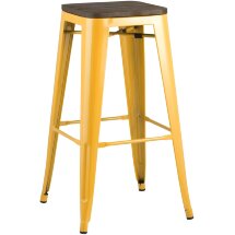 Стул барный Stool Group Tolix WOOD желтый, металл с порошковым покрытием, дерево, металл