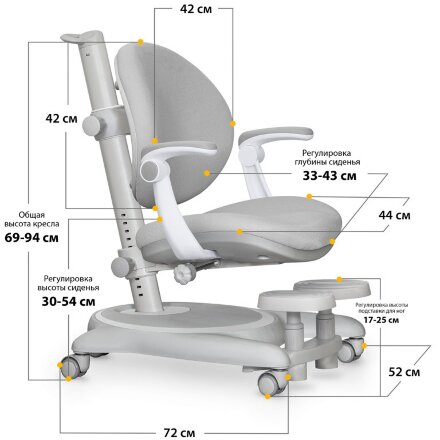 Детское кресло Mealux Ortoback Plus Grey  арт. Y-508 G Plus  - обивка серая однотонная  две коробки 