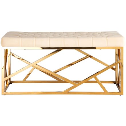 Банкетка Stool Group АРТ ДЕКО сталь золото, нержавеющая сталь, обивка сиденья велюр бежевый