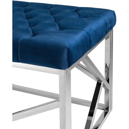 Банкетка Stool Group АРТ ДЕКО сталь серебро, нержавеющая сталь, обивка сиденья синий велюр