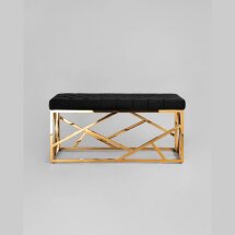 Банкетка Stool Group АРТ ДЕКО сталь золото, нержавеющая сталь, обивка сиденья велюр черный