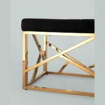 Банкетка Stool Group АРТ ДЕКО сталь золото, нержавеющая сталь, обивка сиденья велюр черный