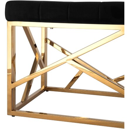 Банкетка Stool Group АРТ ДЕКО сталь золото, нержавеющая сталь, обивка сиденья велюр черный