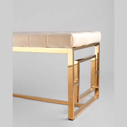 Банкетка Stool Group БРУКЛИН сталь золото, нержавеющая сталь, обивка сиденья бежевый велюр