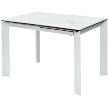 Стол CORNER 120 HIGH GLOSS STATUARIO керамика, стекло/ белый каркас, ®DISAUR