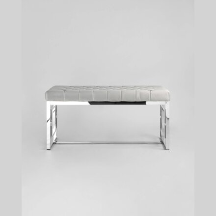 Банкетка Stool Group БРУКЛИН сталь серебро, нержавеющая сталь, обивка сиденья серый велюр