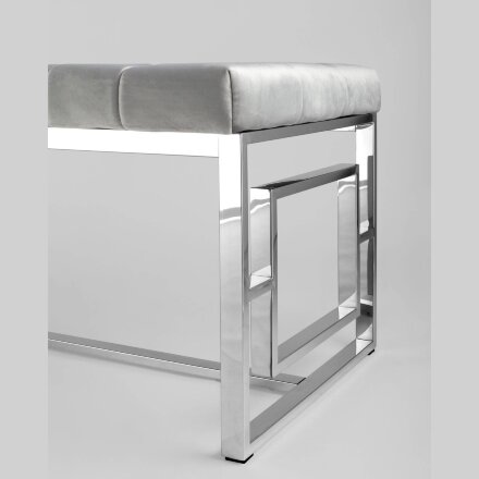 Банкетка Stool Group БРУКЛИН сталь серебро, нержавеющая сталь, обивка сиденья серый велюр
