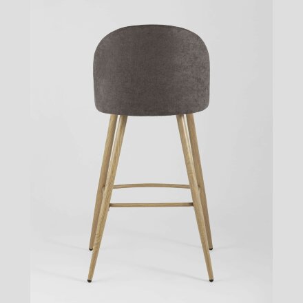Барный стул Stool Group Лион обивка шенилл коричневая, ножки металлические в цвет светлого дерева 