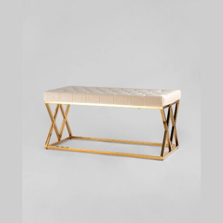 Банкетка Stool Group ИНСИГНИЯ бежевая велюр нержавеющая сталь