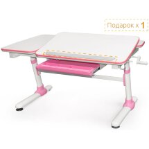 Парта Mealux EVO Darwin  EVO-502  pink столешница белая / ножки белые с розовыми накладками  две коробки