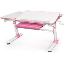 Парта Mealux EVO Darwin  EVO-502  pink столешница белая / ножки белые с розовыми накладками  две коробки