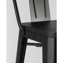 Стул барный Stool Group Tolix WOOD со спинкой черный глянцевый, металл, дерево