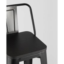 Стул барный Stool Group Tolix WOOD со спинкой черный глянцевый, металл, дерево