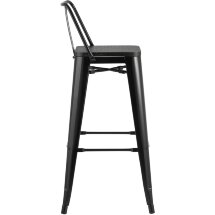 Стул барный Stool Group Tolix WOOD со спинкой черный глянцевый, металл, дерево