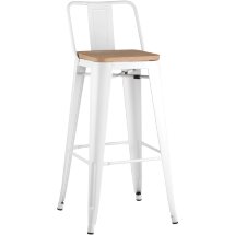Стул барный Stool Group Tolix WOOD со спинкой белый глянцевый, металл, дерево