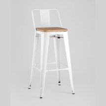 Стул барный Stool Group Tolix WOOD со спинкой белый глянцевый, металл, дерево