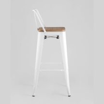 Стул барный Stool Group Tolix WOOD со спинкой белый глянцевый, металл, дерево