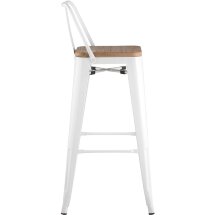 Стул барный Stool Group Tolix WOOD со спинкой белый глянцевый, металл, дерево
